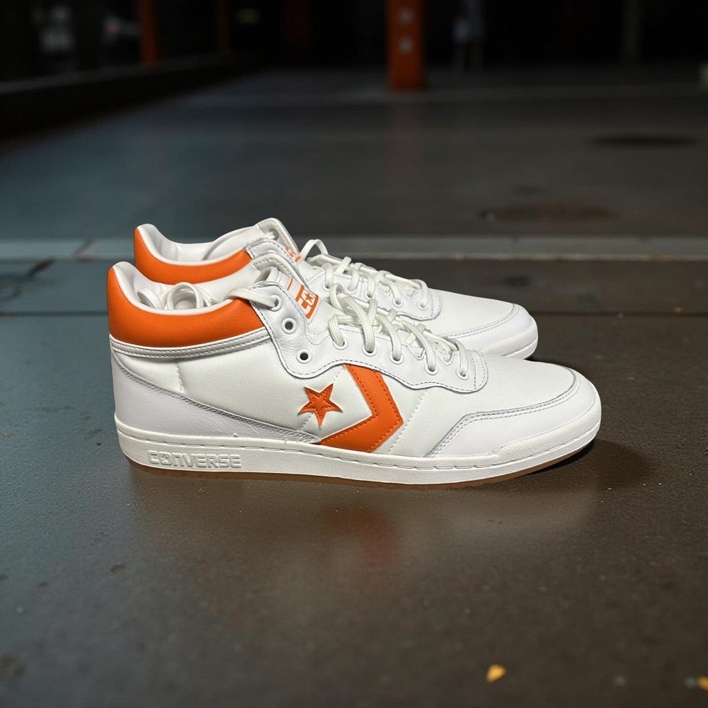 Converse White and Orange High-Tops